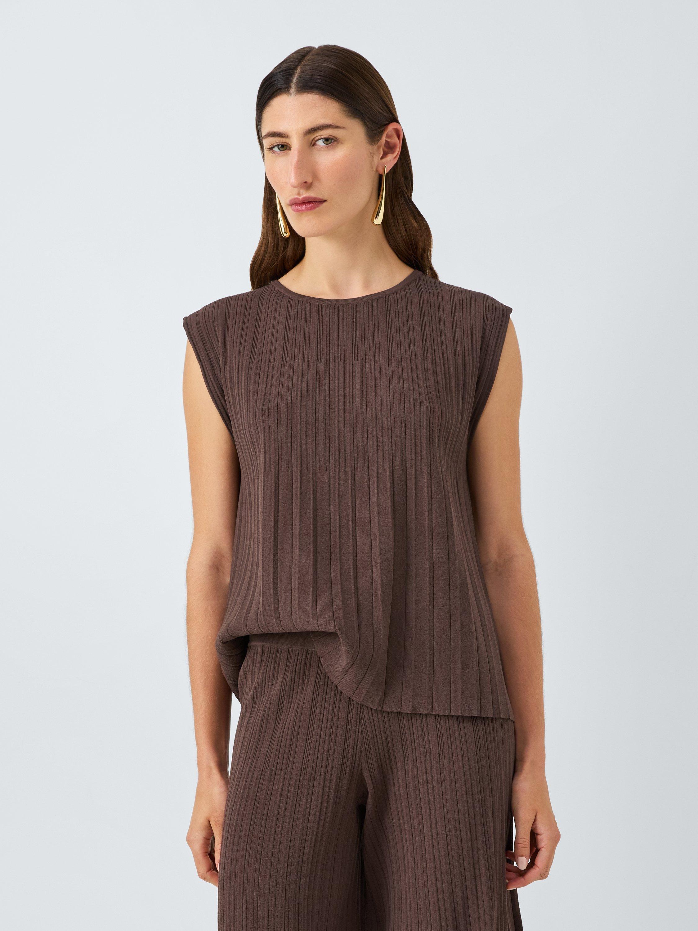 Product image 1 of 6, which shows Weekend MaxMara Antiope Sleeveless Top, Chocolate, M