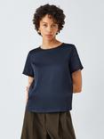 Weekend MaxMara Gilbert Short Sleeve Satin & Jersey T-Shirt, Navy