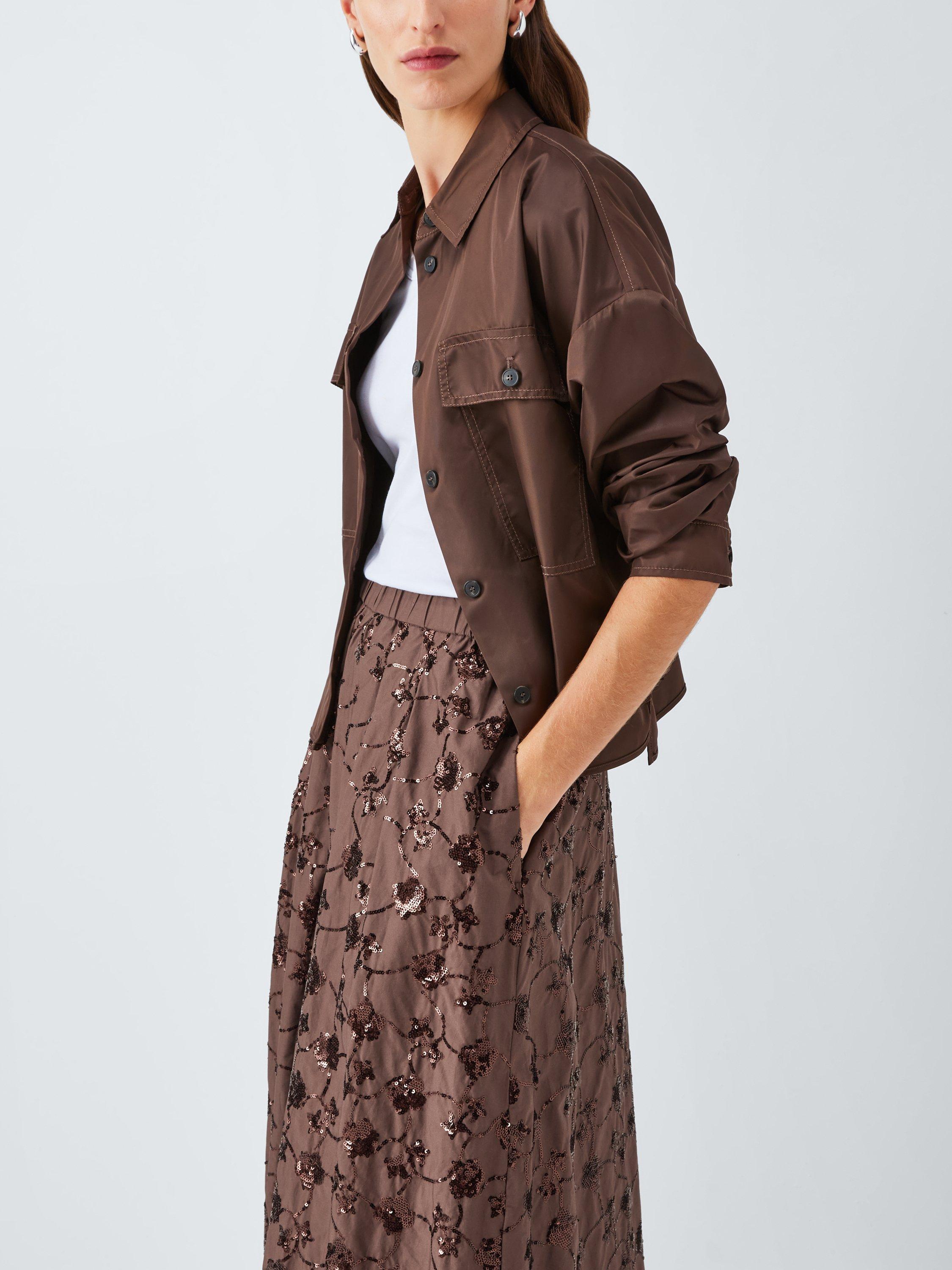 Weekend Max Mara コットン スパンコール スカート TEMPRA テンプラ] ピュア コットン スパンコール スカート, chocolate