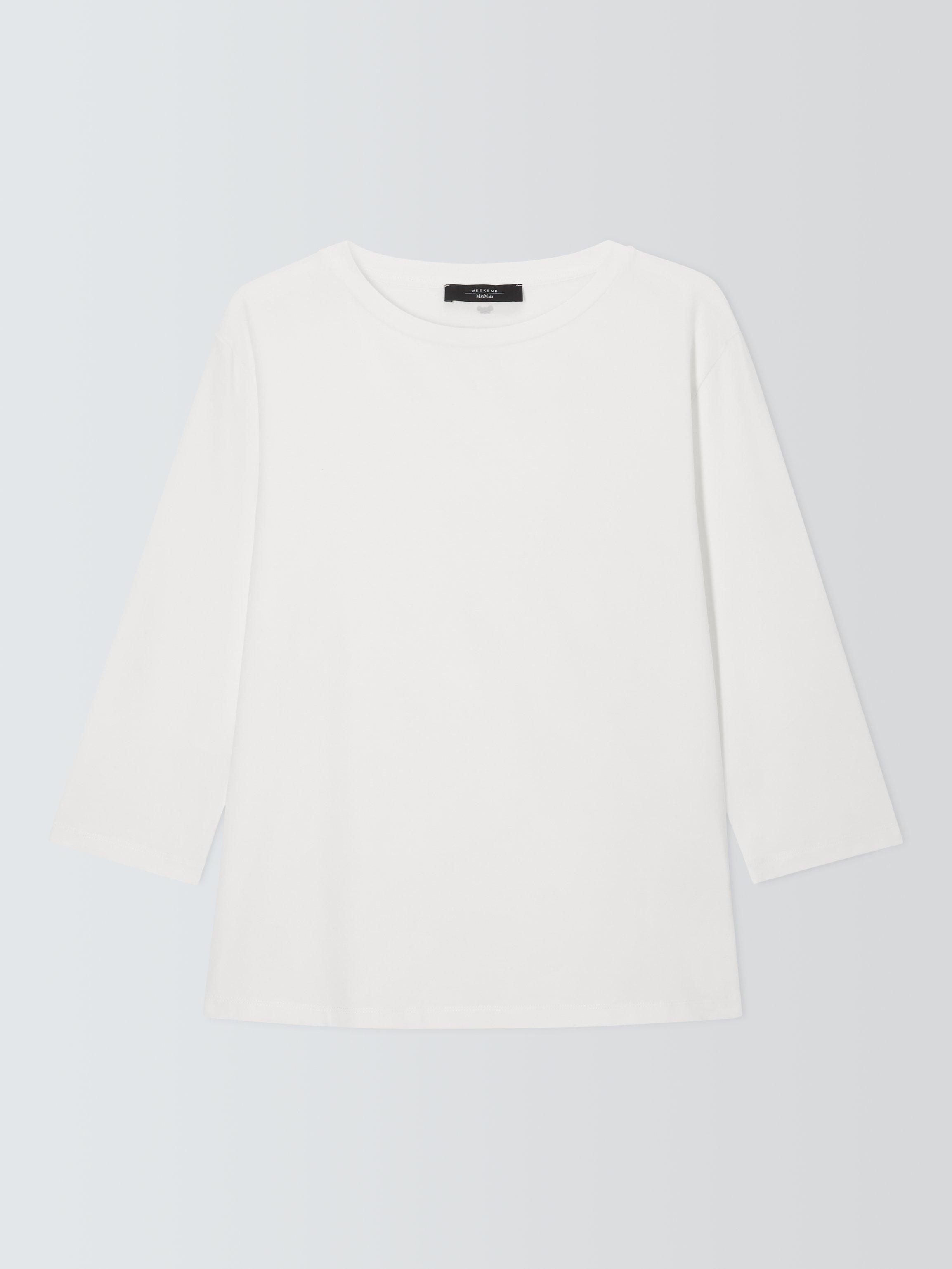 Product image 4 of 6, which shows Weekend MaxMara Multia Boat Neck Jersey Top, White, S