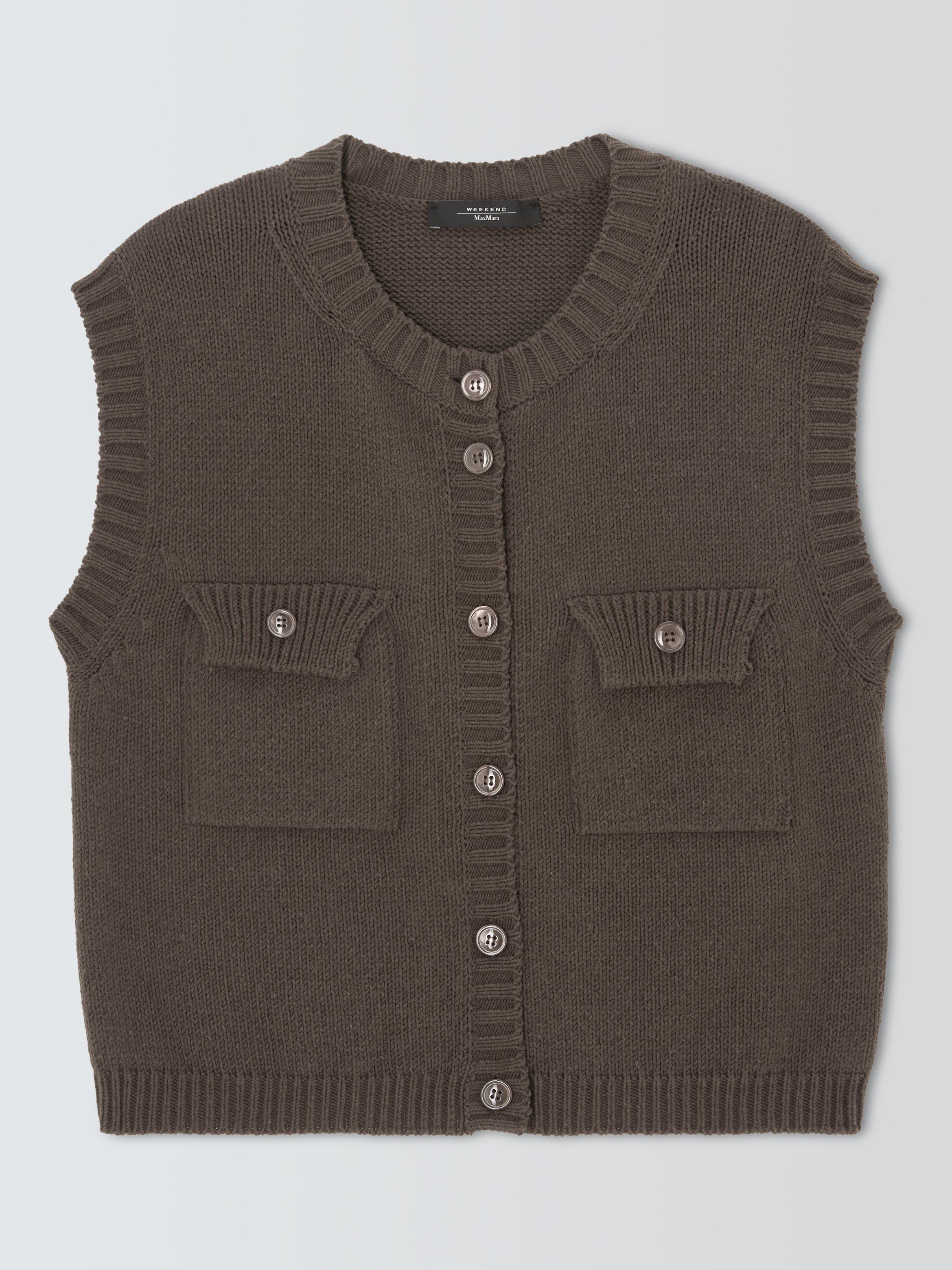 Product image 4 of 6, which shows Weekend MaxMara Caprara Cotton Blend Knit Gilet, Brown, S