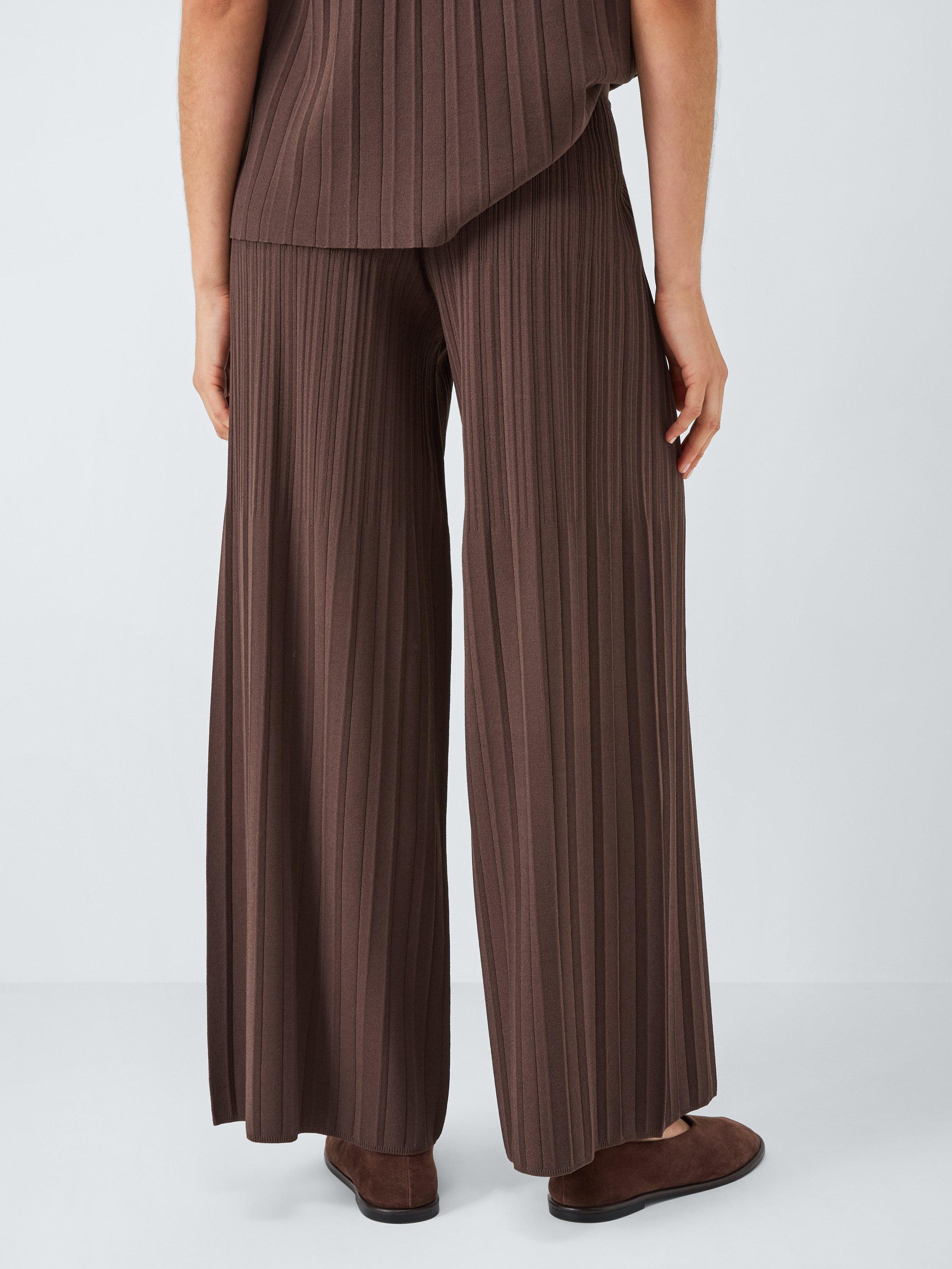 Product image 2 of 6, which shows Weekend MaxMara Superbo Pleated Crop Trousers, Chocolate, S