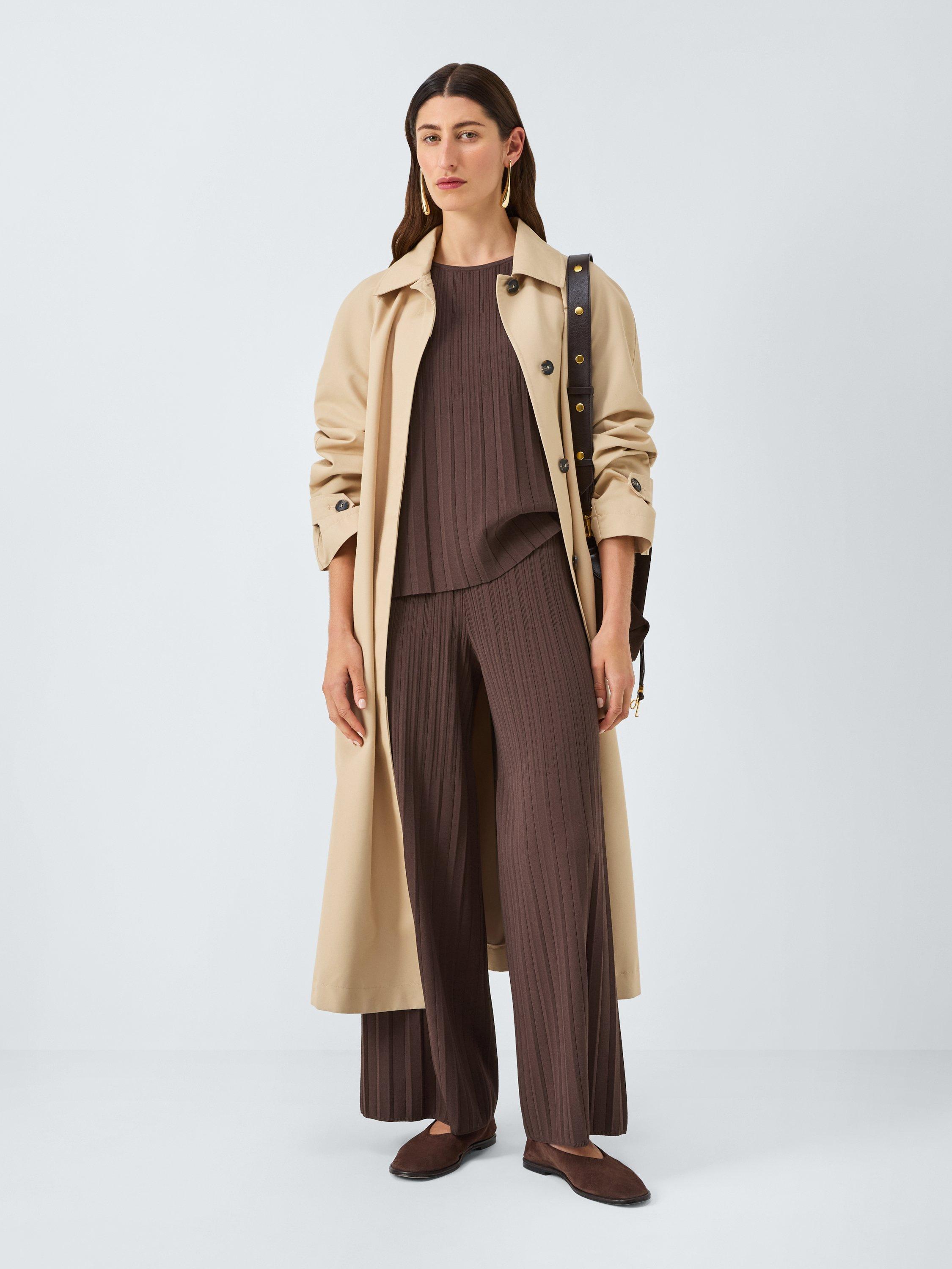 Product image 3 of 6, which shows Weekend MaxMara Superbo Pleated Crop Trousers, Chocolate, S