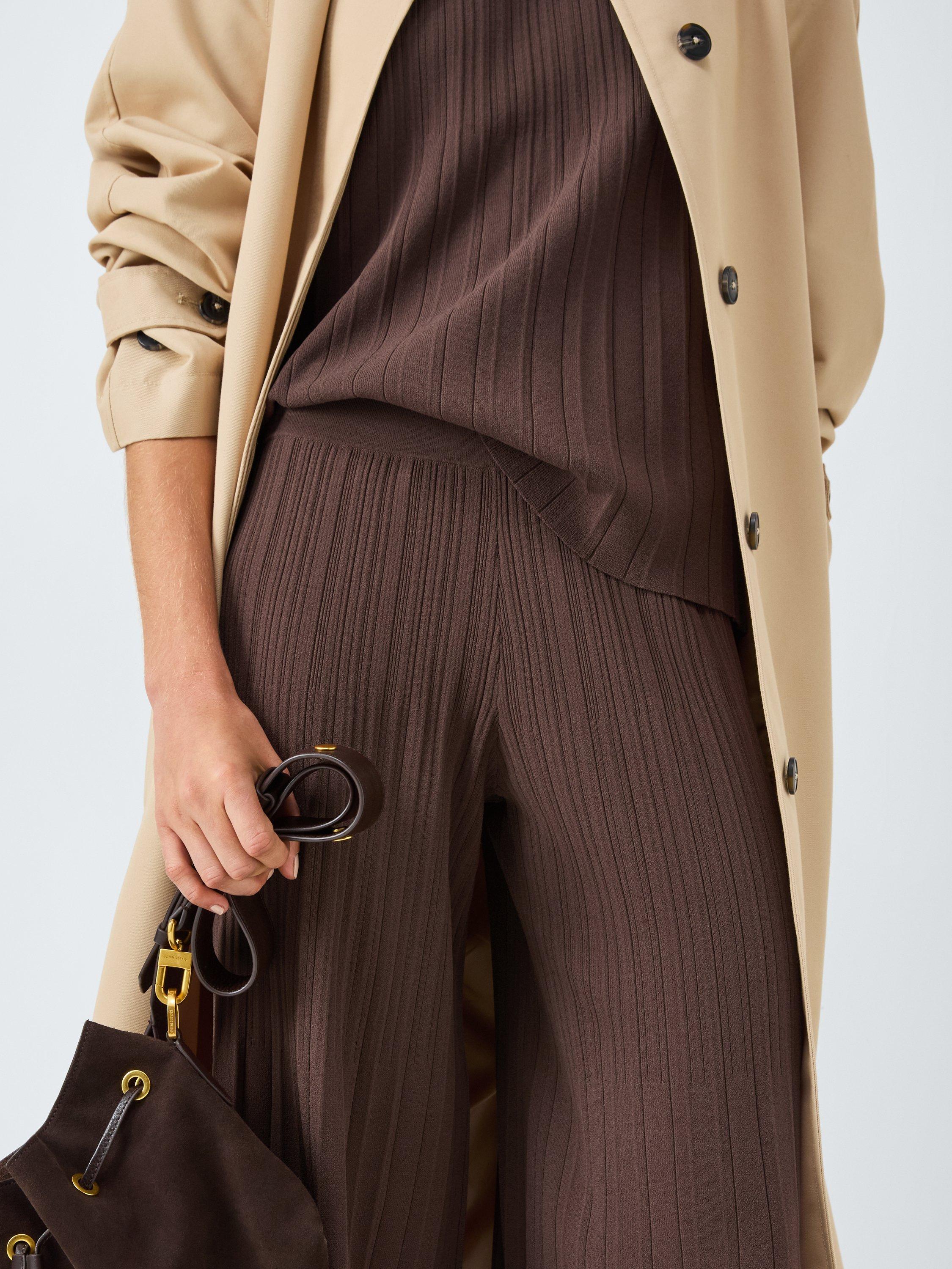Product image 5 of 6, which shows Weekend MaxMara Superbo Pleated Crop Trousers, Chocolate, S
