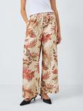 Weekend MaxMara Temide Botanical Pure Silk Trousers, Beige/Multi