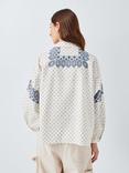 Weekend MaxMara Adda Geometric Print Button Neck Long Sleeve Shirt