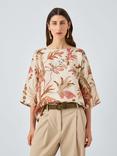 Weekend MaxMara Filippo Floral Pure Silk Top, Beige