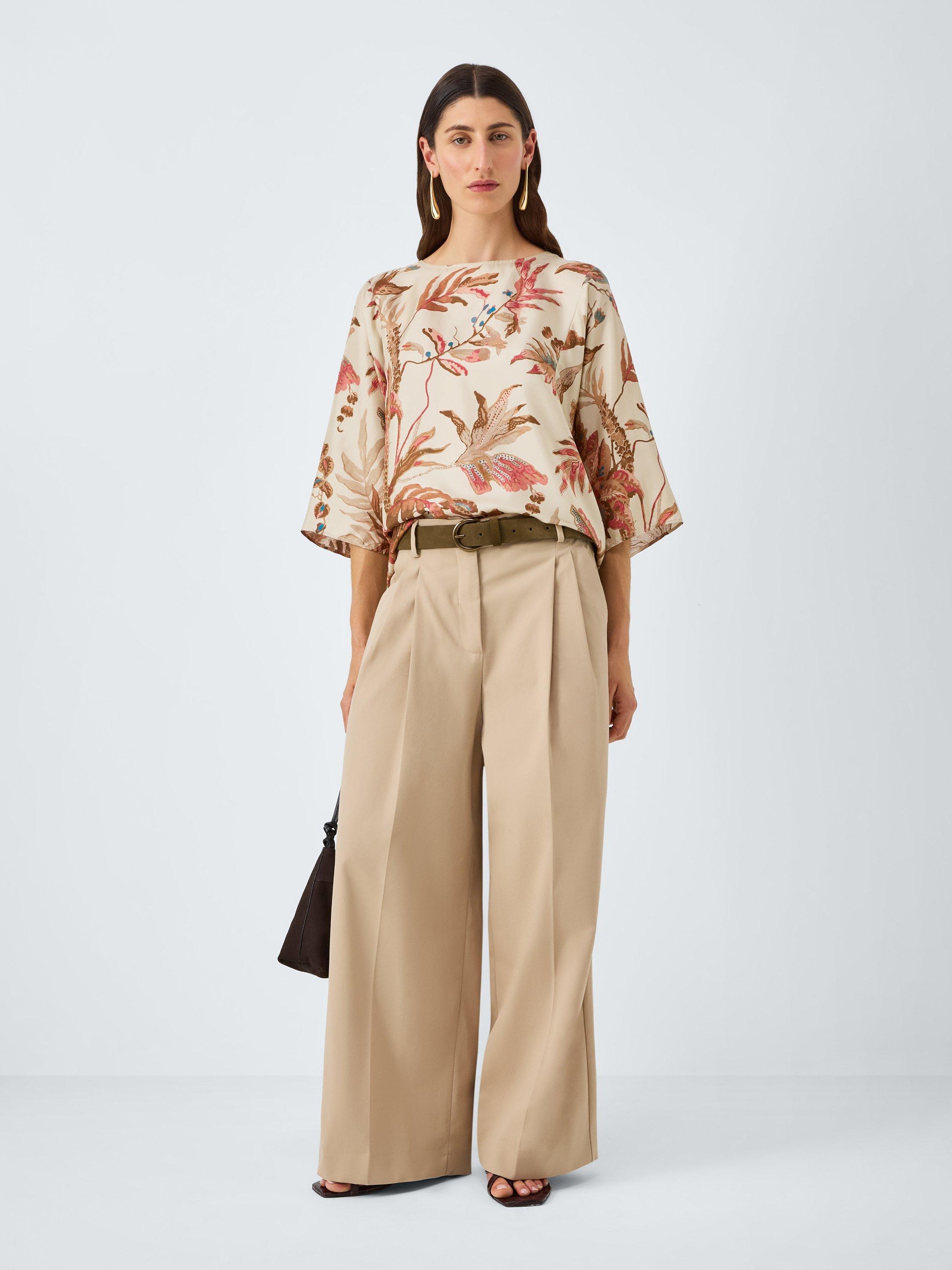 Product image 3 of 6, which shows Weekend MaxMara Filippo Floral Pure Silk Top, Beige, 6
