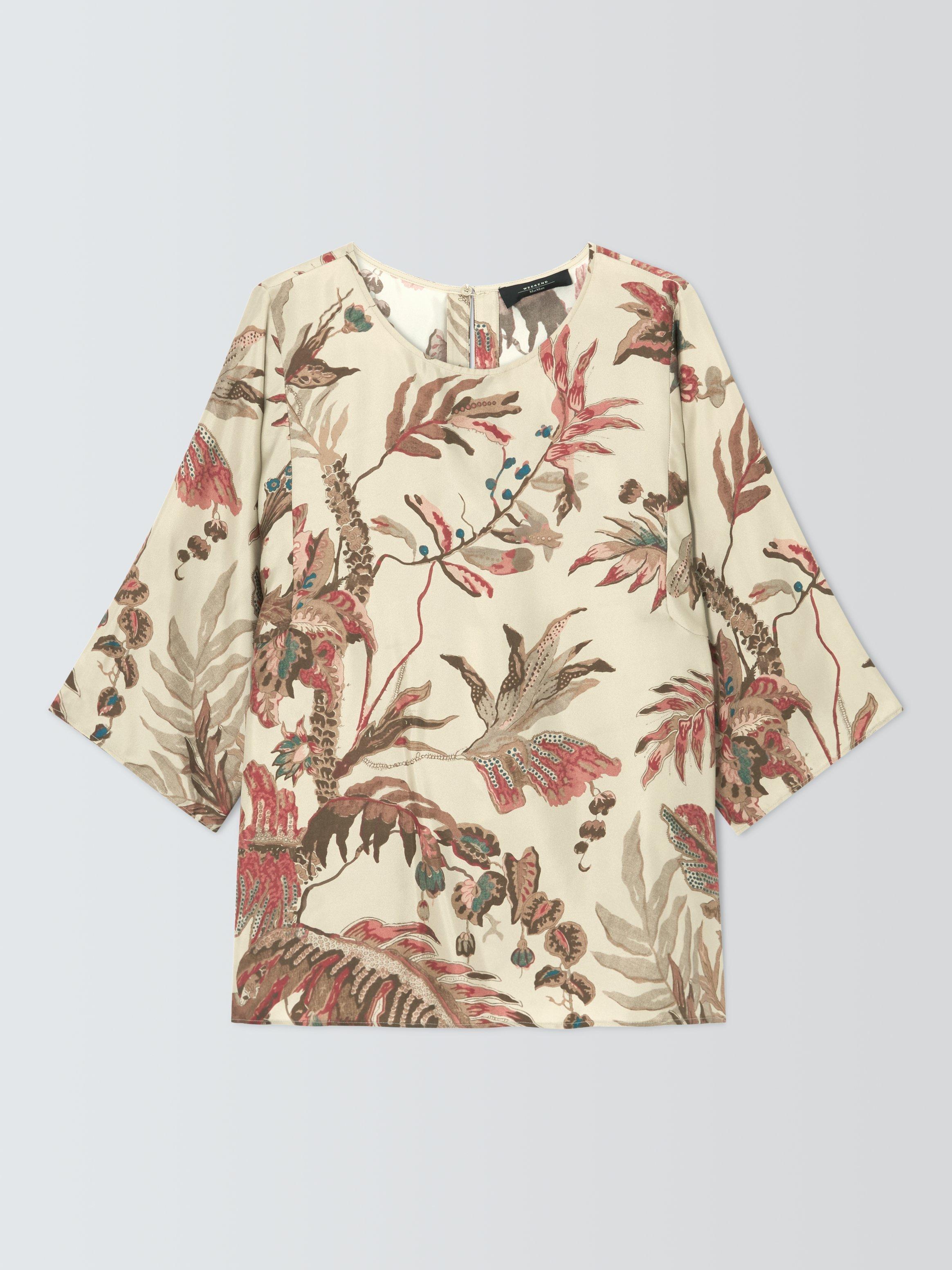 Product image 4 of 6, which shows Weekend MaxMara Filippo Floral Pure Silk Top, Beige, 6