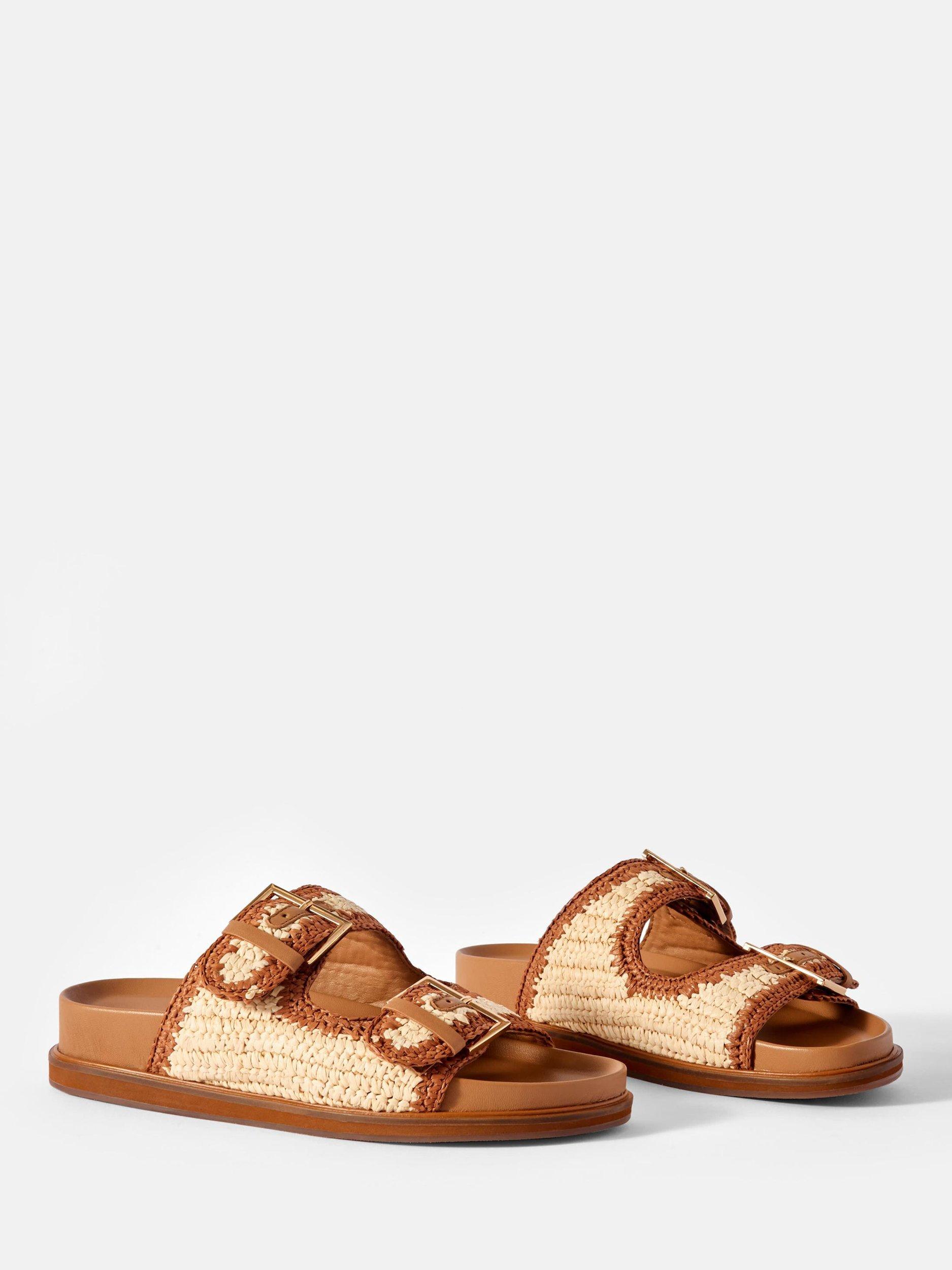 Product image 3 of 5, which shows Mint Velvet Raffia Slider Sandals, Tan/Cream, 4