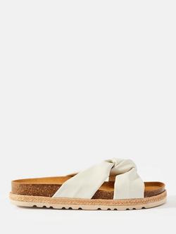 Mint Velvet Bryony Leather Slider Sandals, Natural Stone, Natural Stone