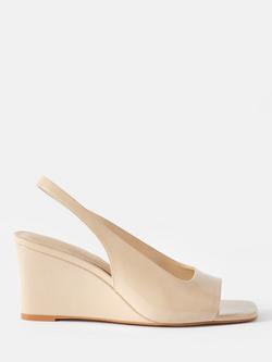 Mint Velvet Sasha Leather Wedge Heel Sandals, Natural