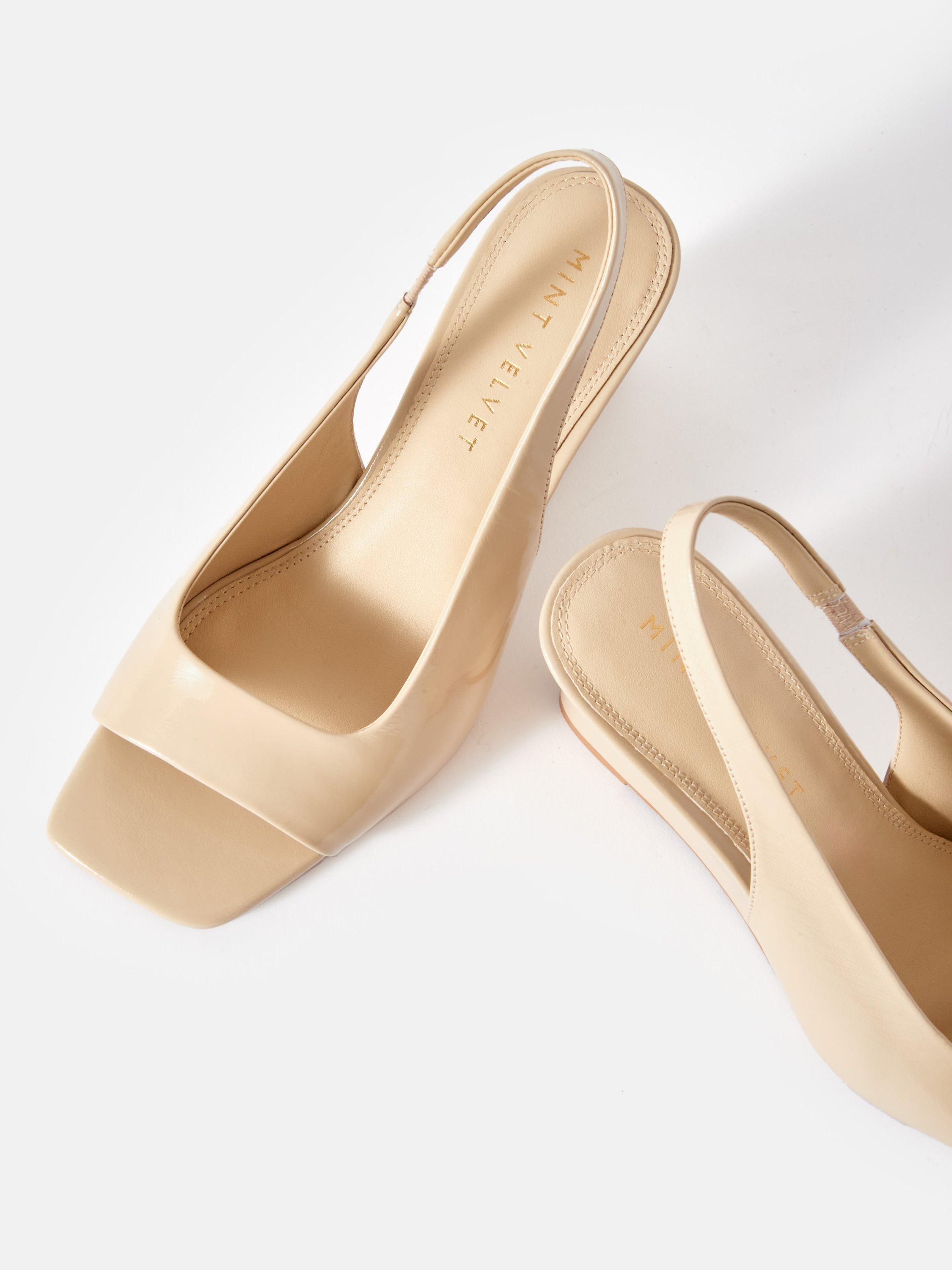 Product image 5 of 5, which shows Mint Velvet Sasha Leather Wedge Heel Sandals, Natural, 3