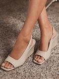 Mint Velvet Sasha Leather Wedge Heel Sandals, Natural