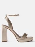 Mint Velvet Leather Platform Strappy Heel Sandals, Gold