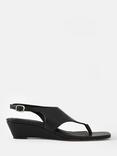 Mint Velvet Cyra Leather Wedge Heel Flip Flops, Black