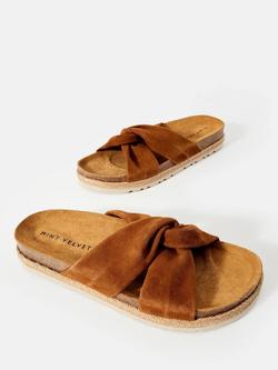 Mint Velvet Bryony Suede Slider Sandals, Brown Tan - view 2, Brown Tan
