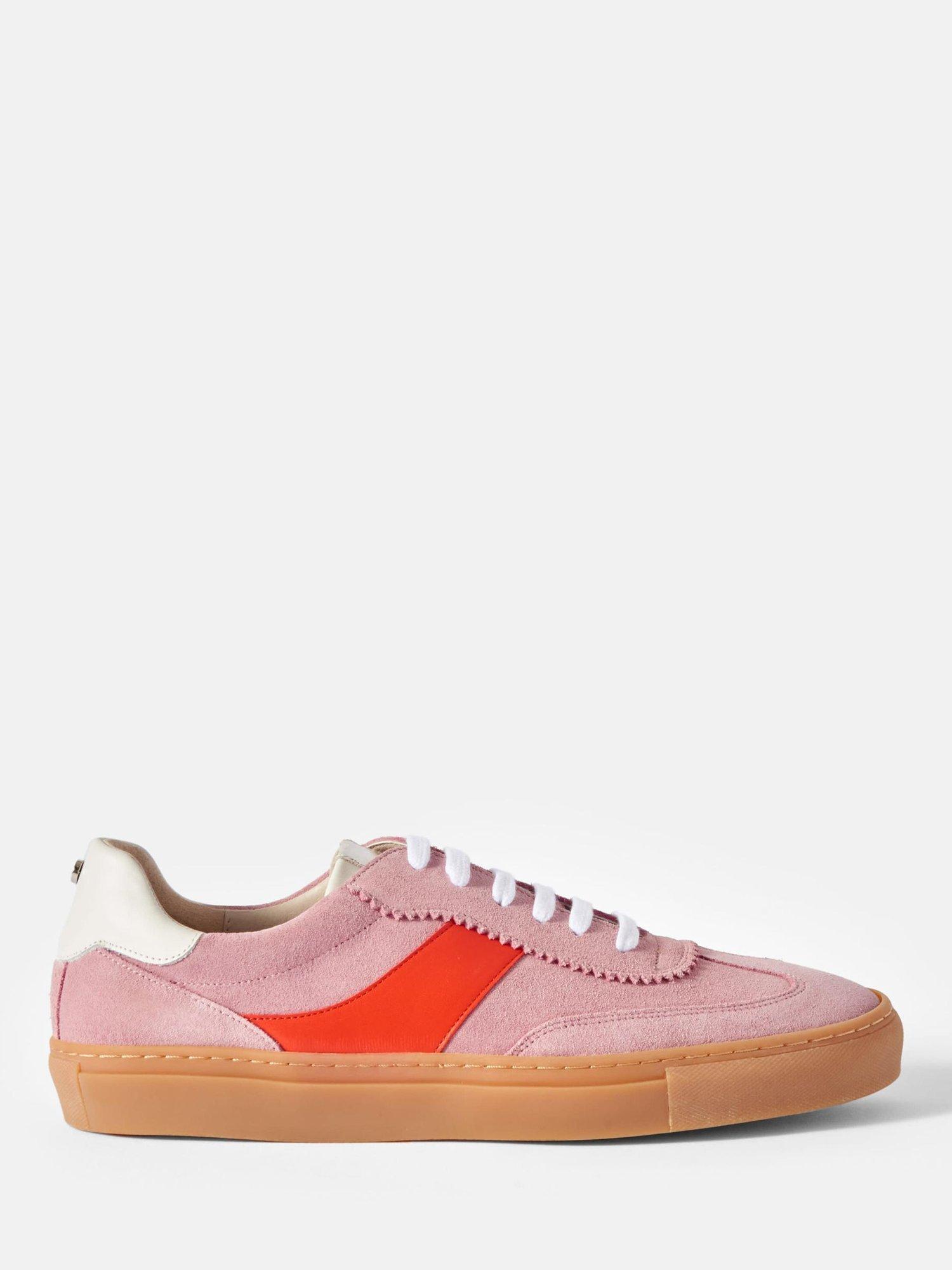 Mint Velvet Cici Suede Lace Up Trainers, Pink/Multi