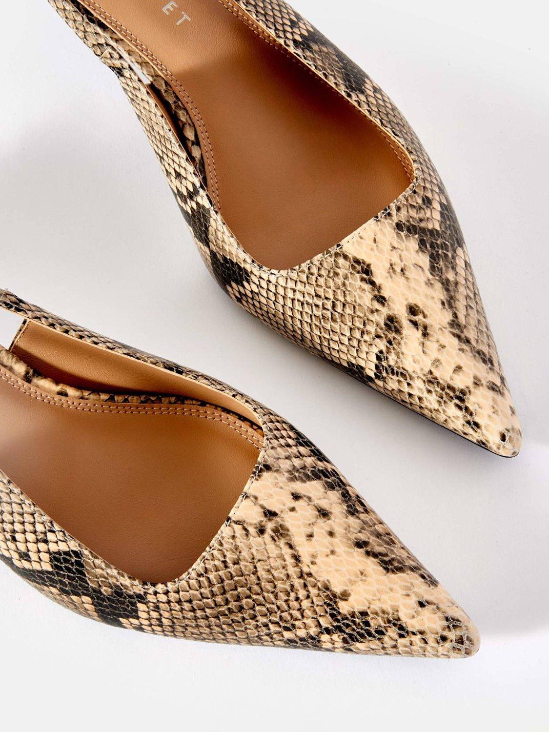 Product image 3 of 4, which shows Mint Velvet Snake Print Kitten Heel Shoes, Natural/Multi, 4
