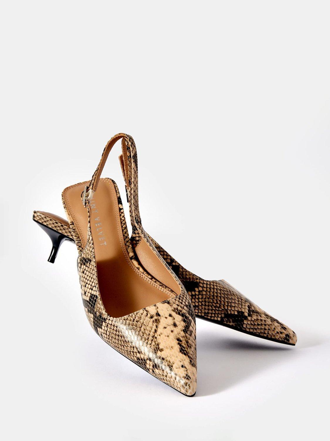 Product image 4 of 4, which shows Mint Velvet Snake Print Kitten Heel Shoes, Natural/Multi, 4