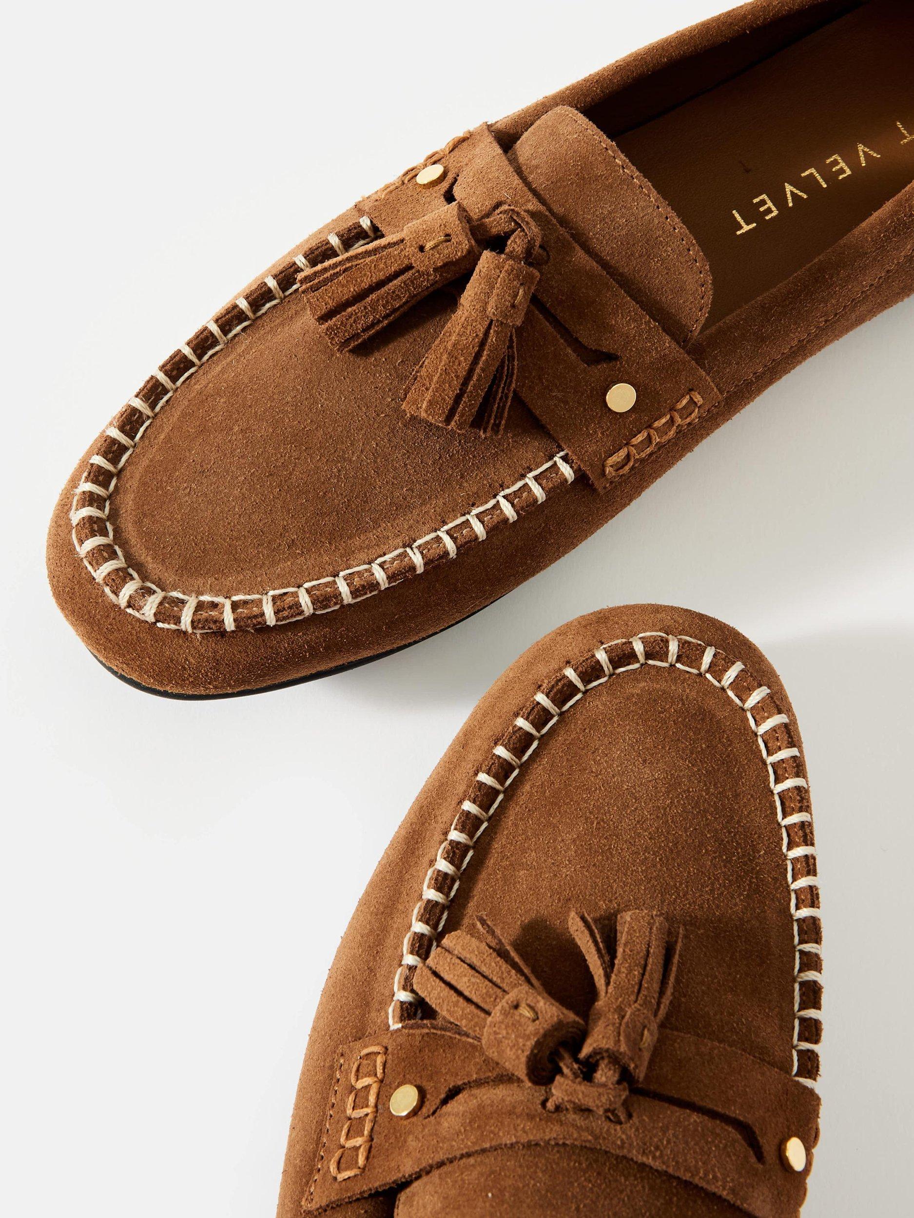 Product image 2 of 3, which shows Mint Velvet Syd Suede Deck Shoes, Tan, 3
