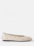 Mint Velvet Coco Leather Studded Ballet Flats, White/Multi