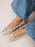 Mint Velvet Coco Leather Studded Ballet Flats, White/Multi