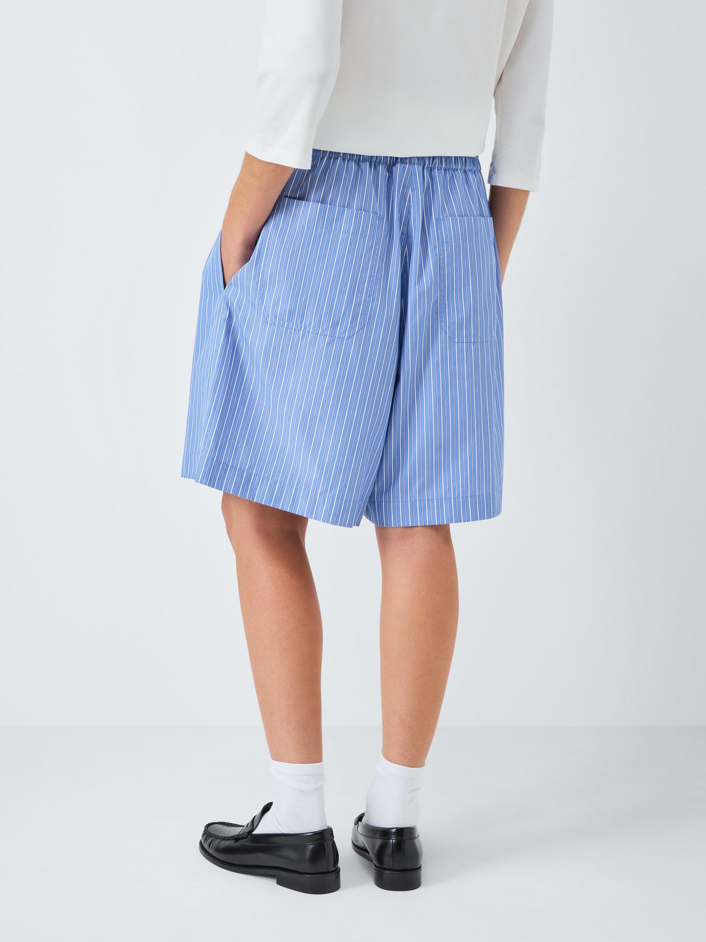 Product image 2 of 6, which shows Weekend MaxMara Corinto Striped Cotton Shorts, Blue/White, 6