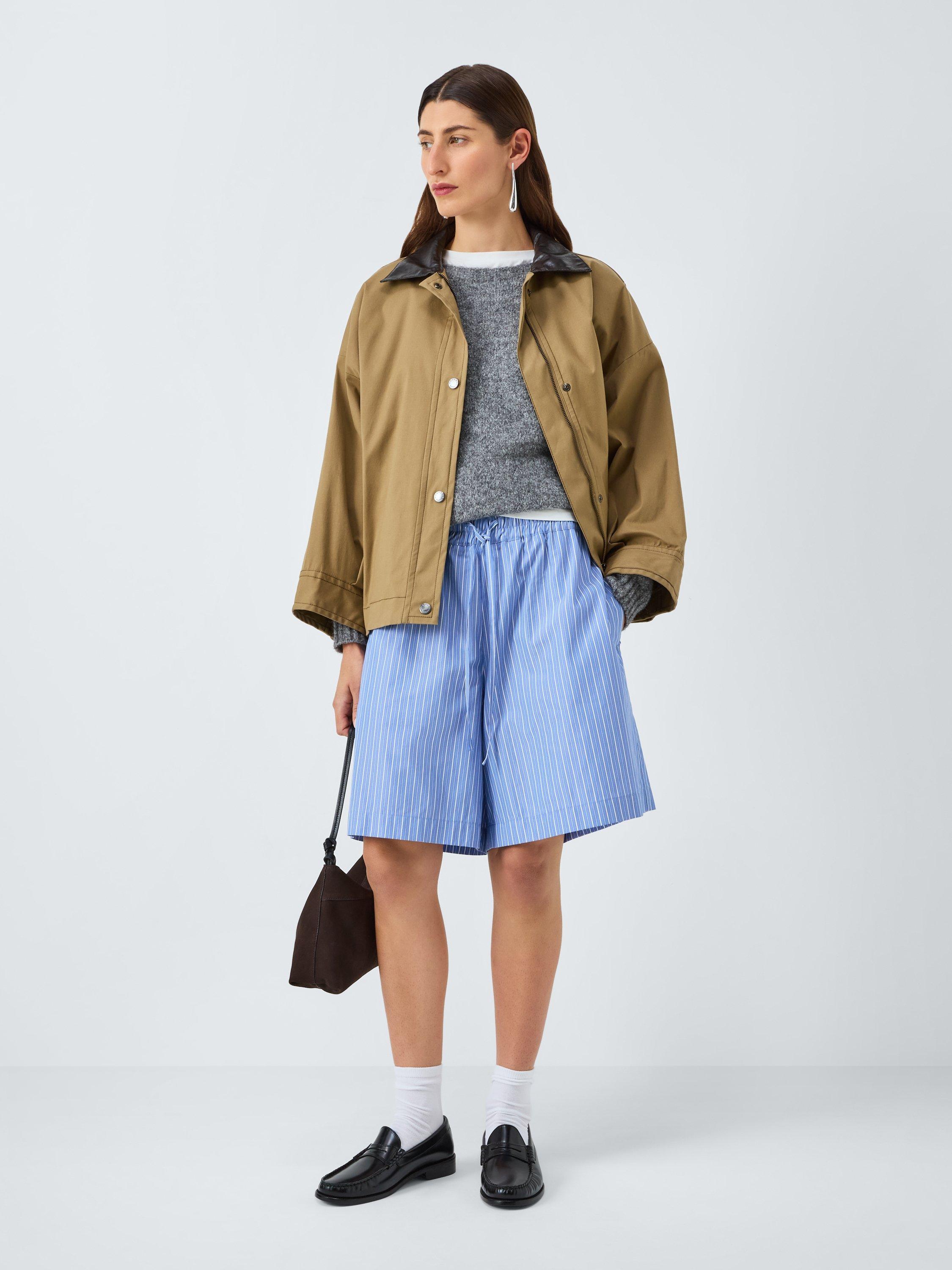 Product image 3 of 6, which shows Weekend MaxMara Corinto Striped Cotton Shorts, Blue/White, 6