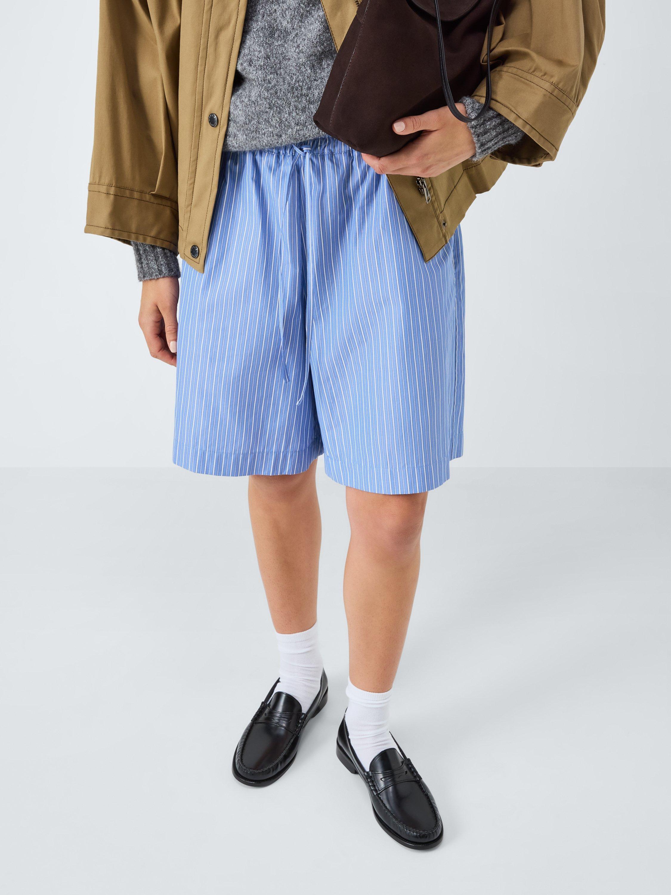 Product image 5 of 6, which shows Weekend MaxMara Corinto Striped Cotton Shorts, Blue/White, 6