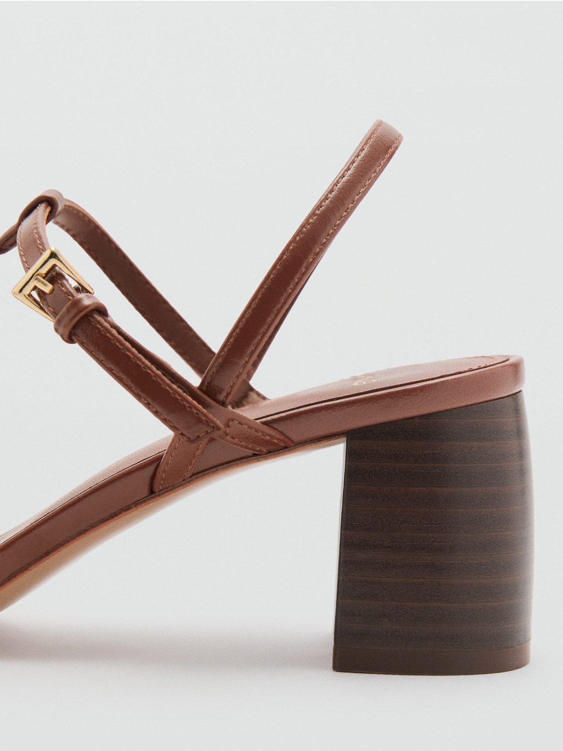 Product image 3 of 4, which shows Mango Oporta Block Heel Strappy Sandals, Medium Brown, 2
