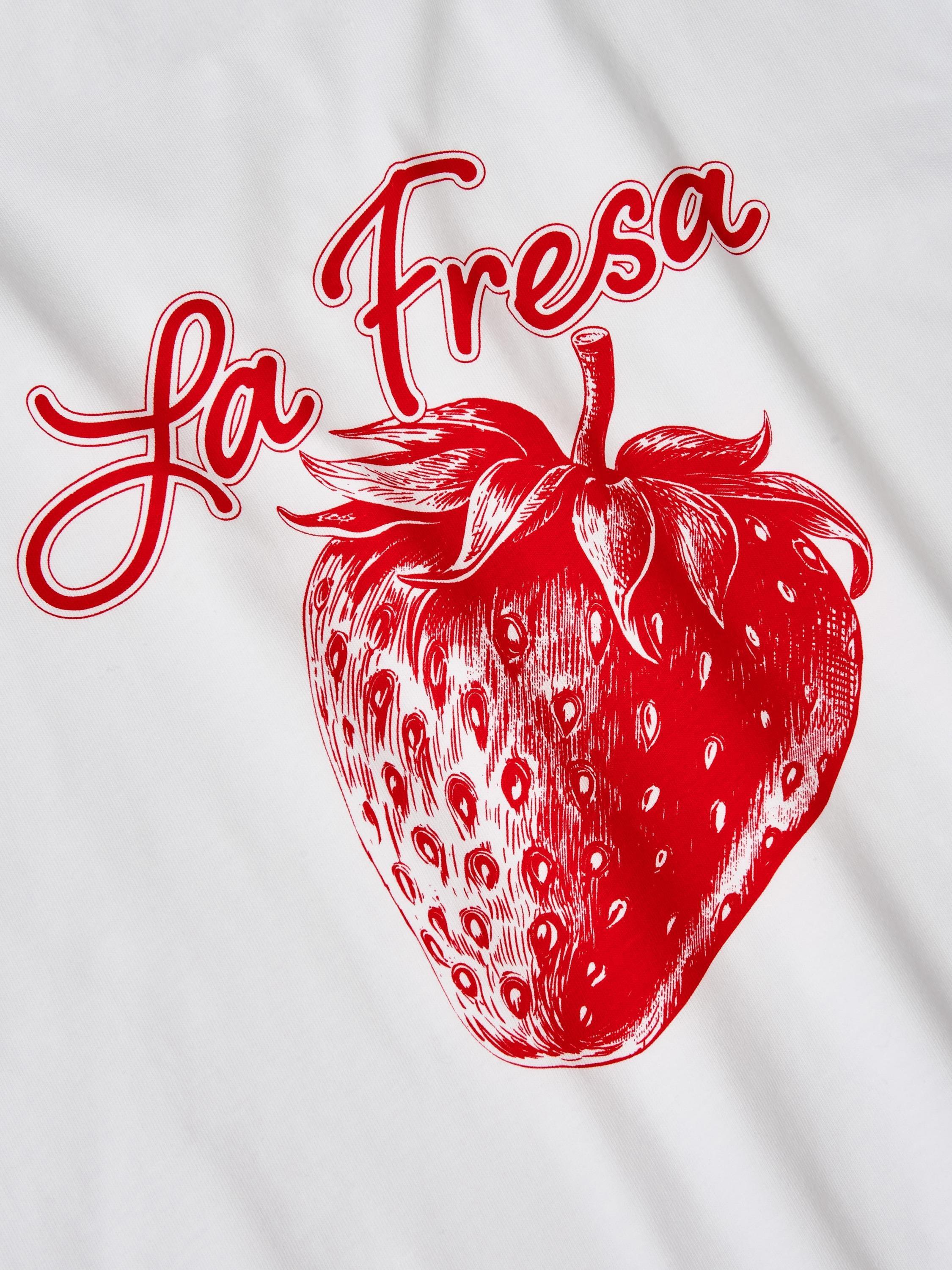 Product image 7 of 7, which shows Mint Velvet Strawberry Graphic T-Shirt, White/Multi, XS