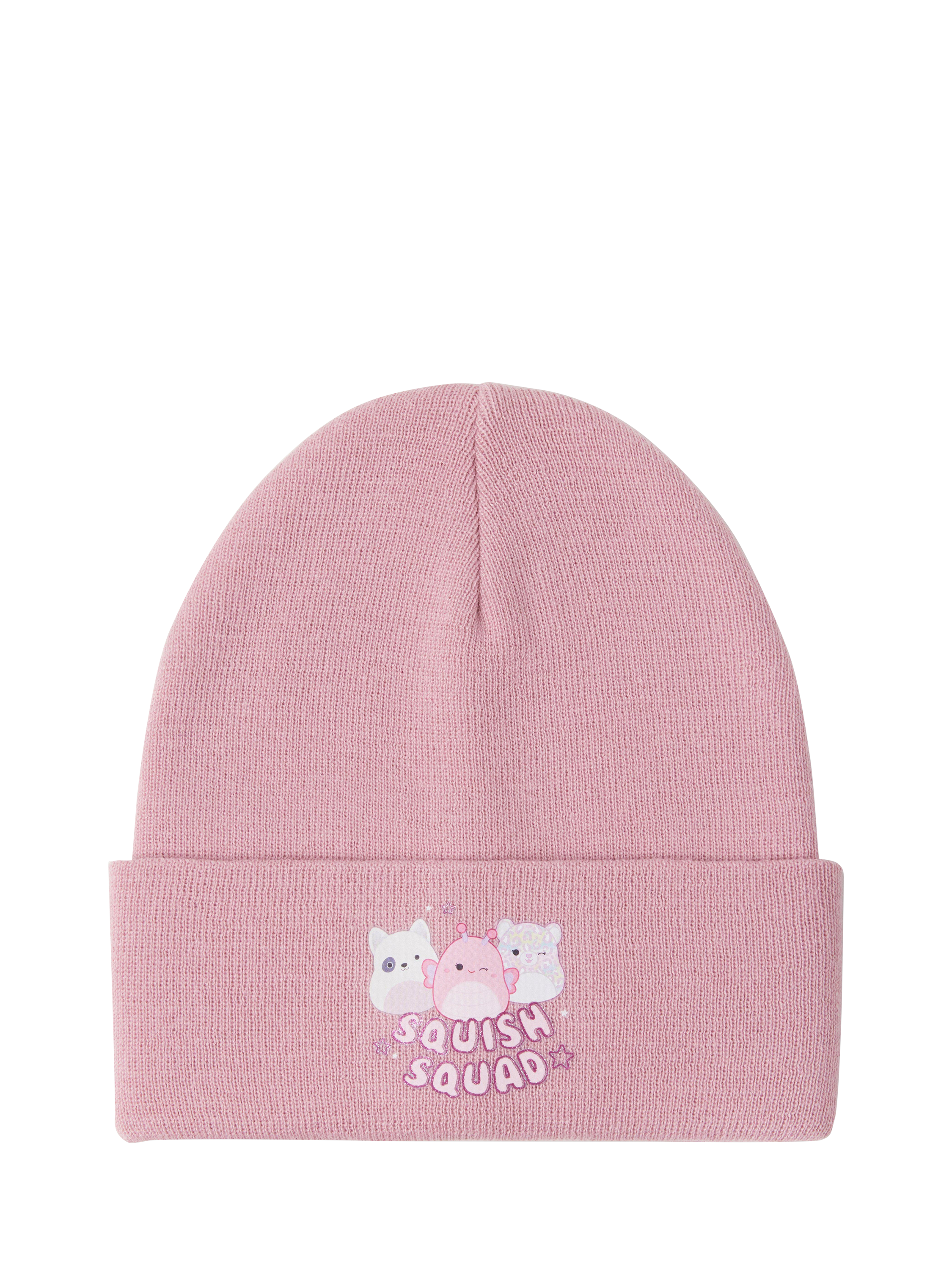 Product image 1 of 3, which shows Lindex Kids' Squishmallows Beanie Hat, Dusty Pink, 2-4 years