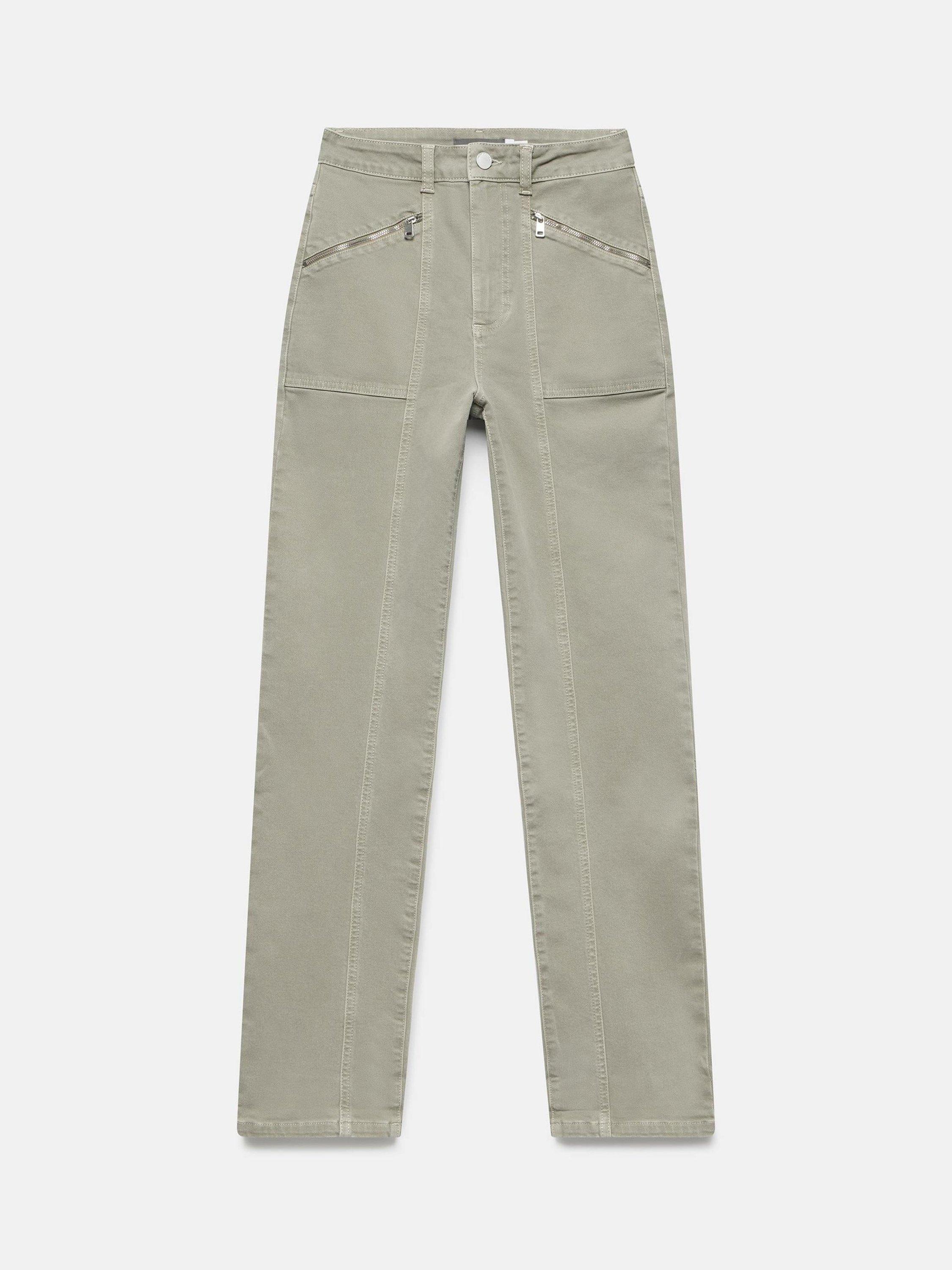 Product image 6 of 7, which shows Mint Velvet Slim Zip Pocket Jeans, Green Khaki, 8R