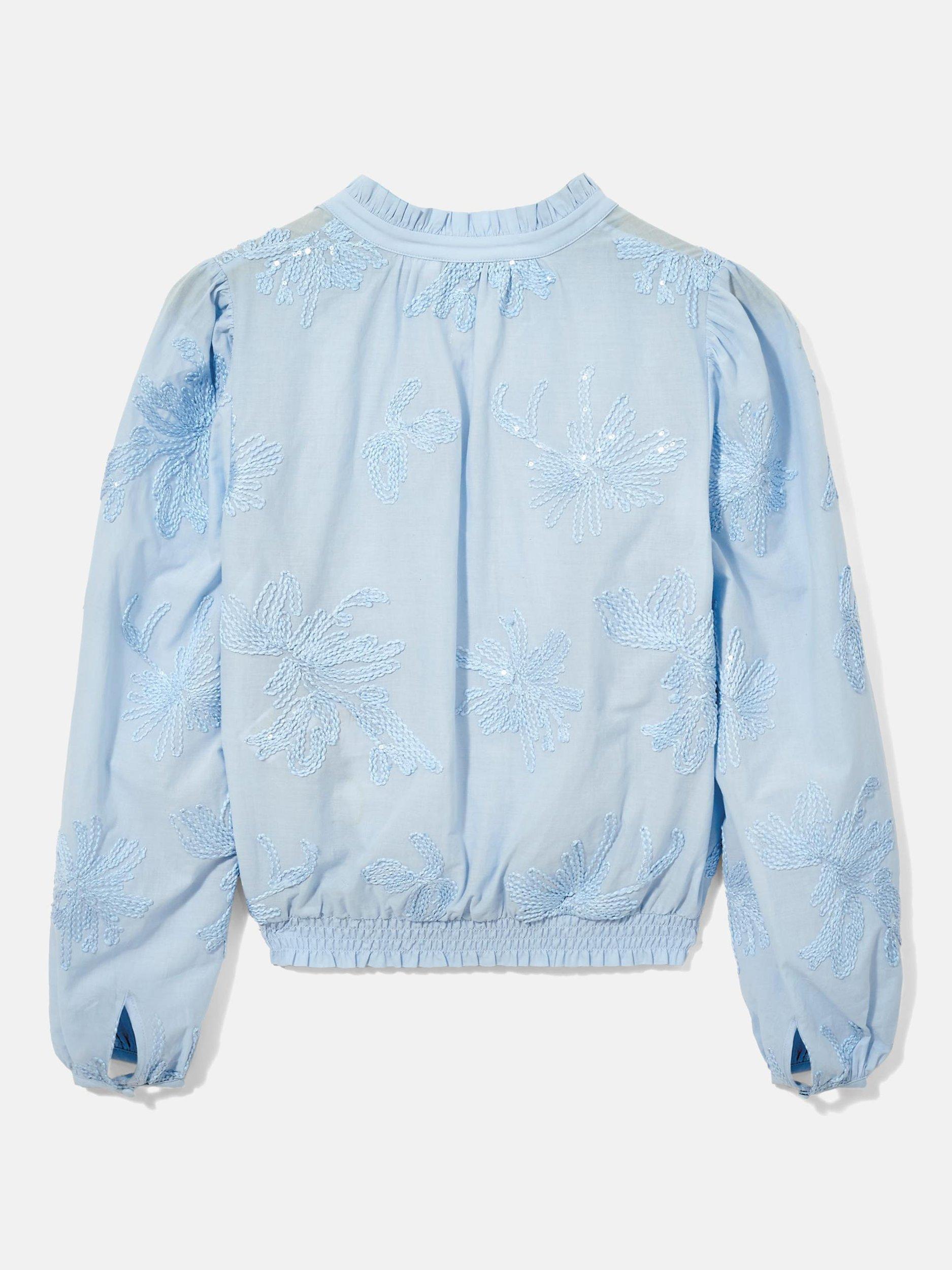 Product image 8 of 8, which shows Mint Velvet Floral Embroidered Blouse, Blue, XS