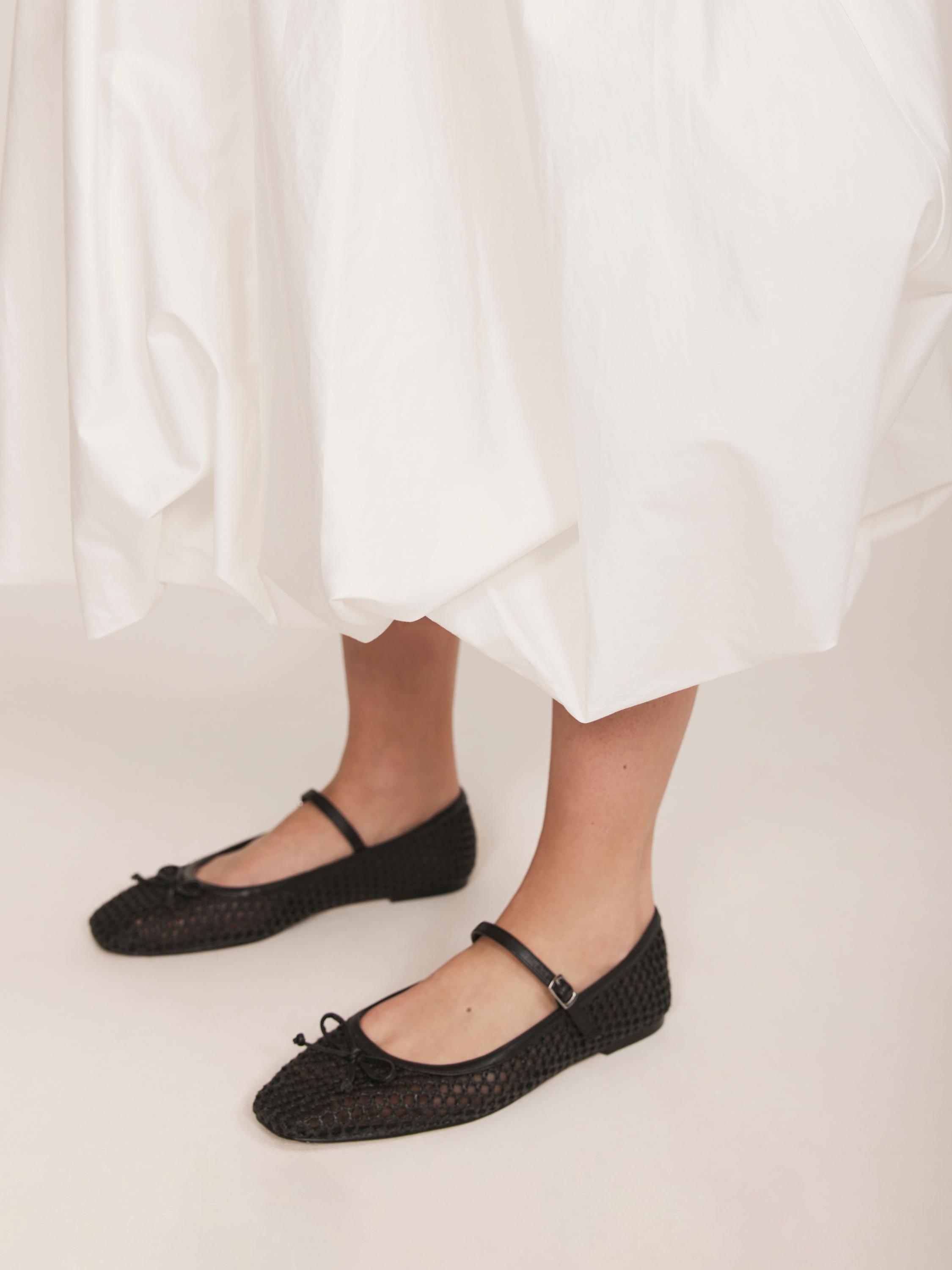 Product image 4 of 8, which shows Mint Velvet Bubble Hem Midi Skirt, White Ivory, S