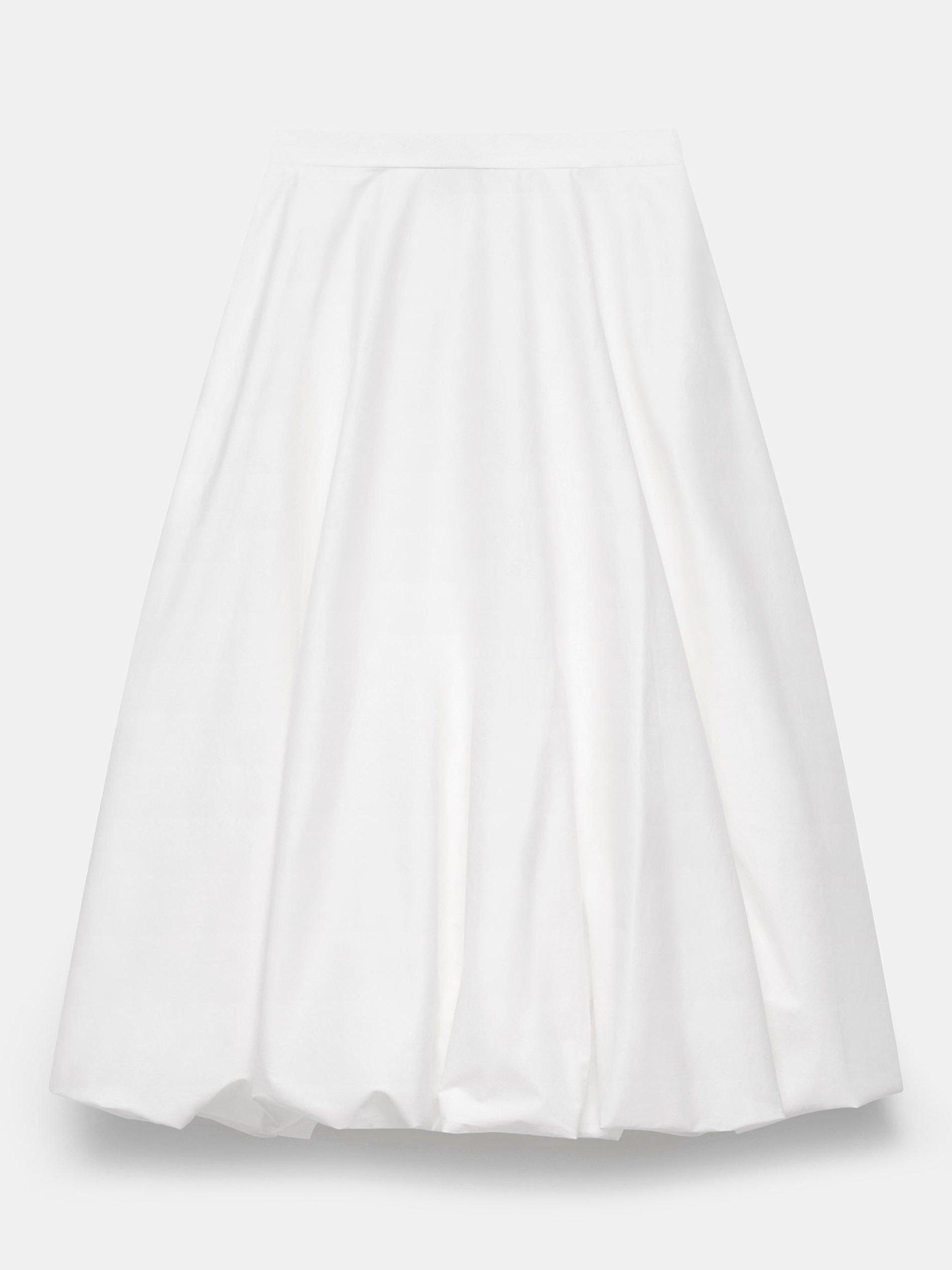 Product image 6 of 8, which shows Mint Velvet Bubble Hem Midi Skirt, White Ivory, S