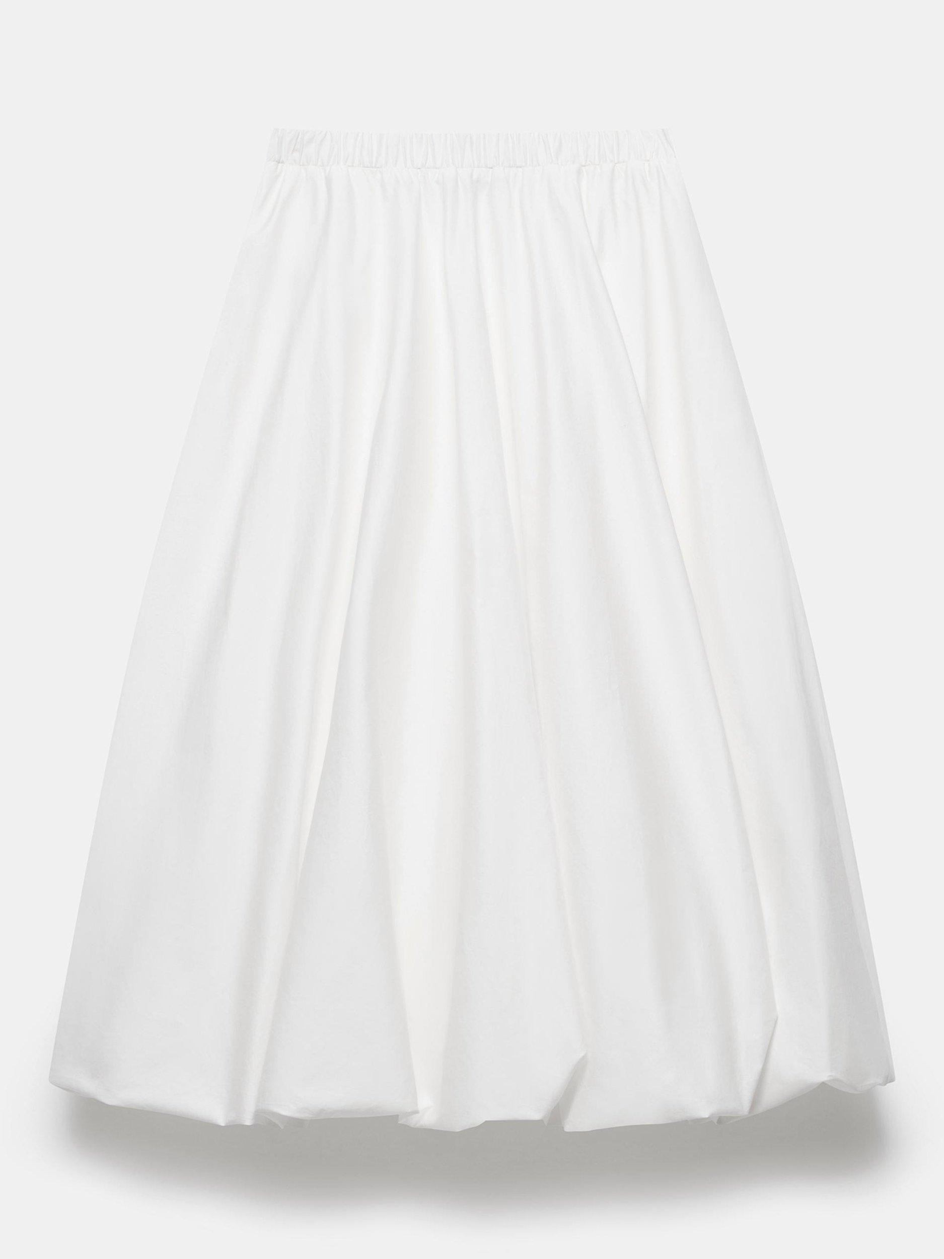Product image 7 of 8, which shows Mint Velvet Bubble Hem Midi Skirt, White Ivory, S