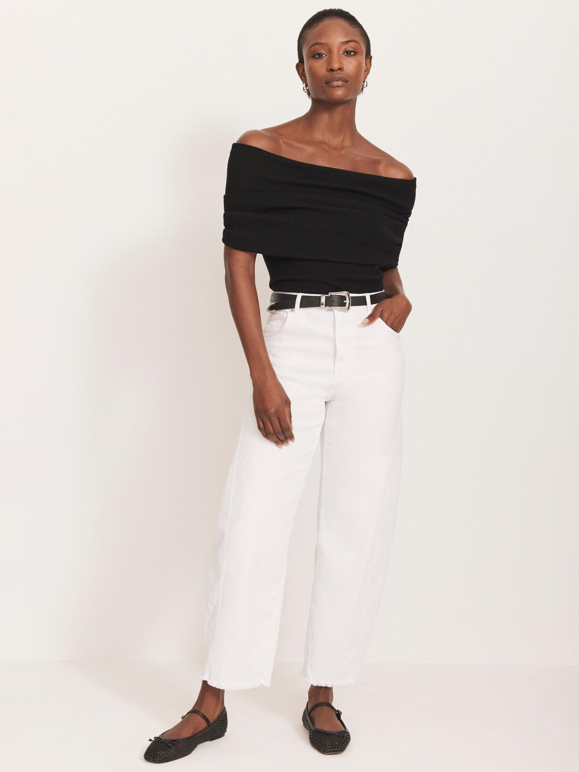 Product image 2 of 8, which shows Mint Velvet Bandeau Sleeveless Knit Top, Black, XS