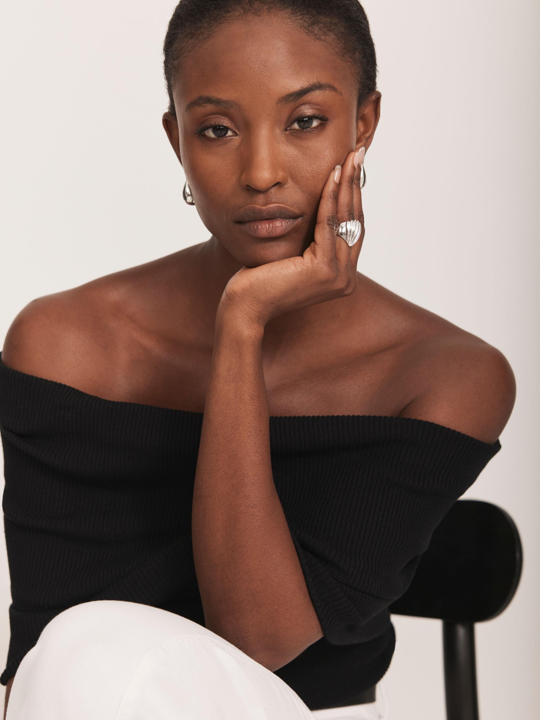 Product image 3 of 8, which shows Mint Velvet Bandeau Sleeveless Knit Top, Black, XS