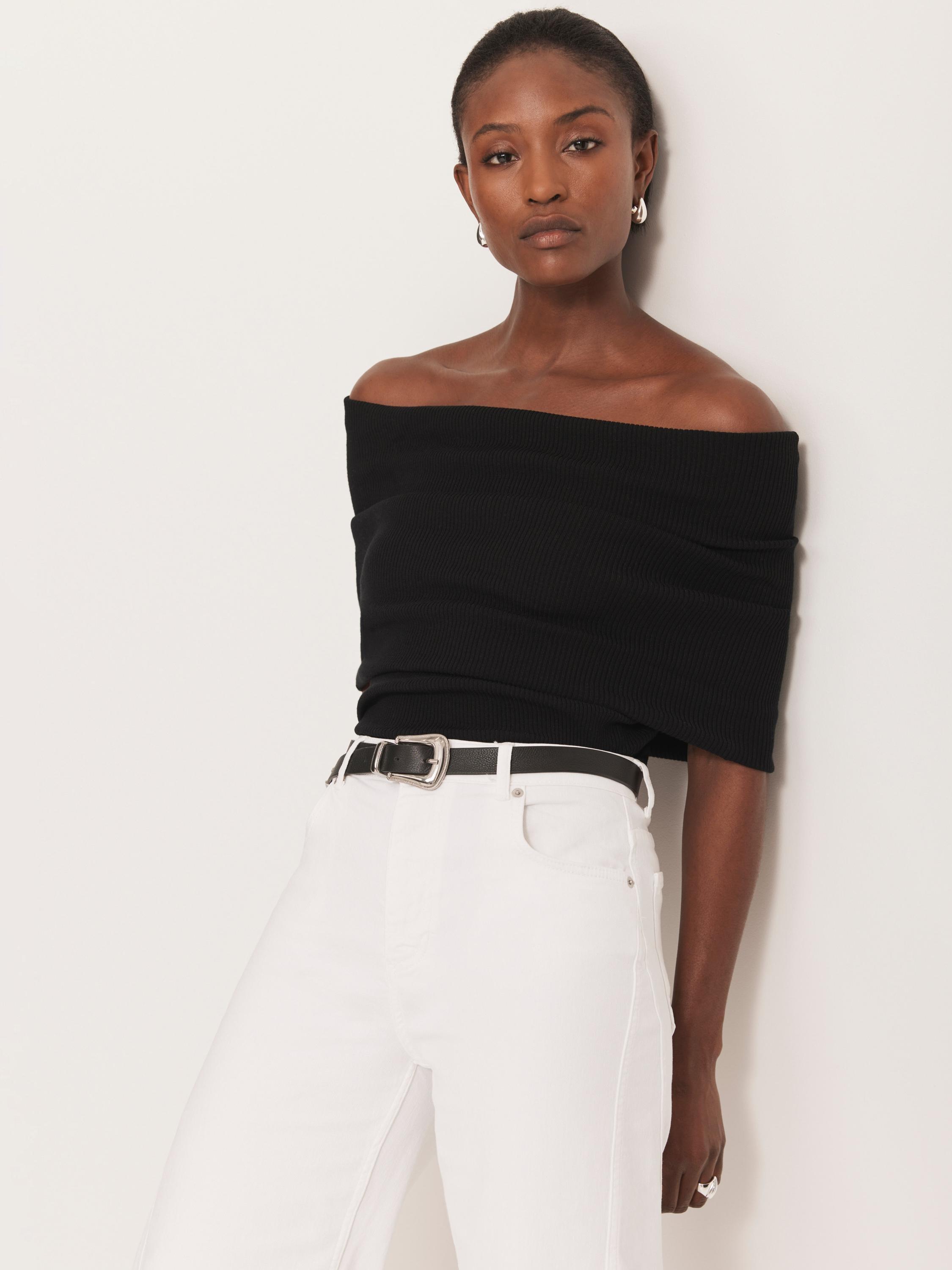 Product image 4 of 8, which shows Mint Velvet Bandeau Sleeveless Knit Top, Black, XS