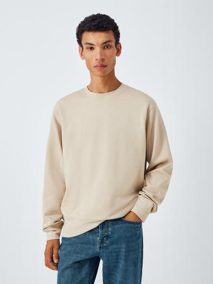 John Lewis Crew Neck Cotton Sweatshirt, Chateaux Gray, Chateaux Gray