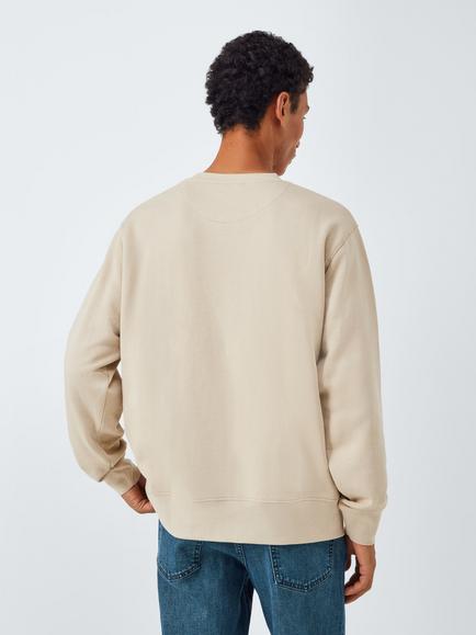 John Lewis Crew Neck Cotton Sweatshirt, Chateaux Gray - view 2, Chateaux Gray