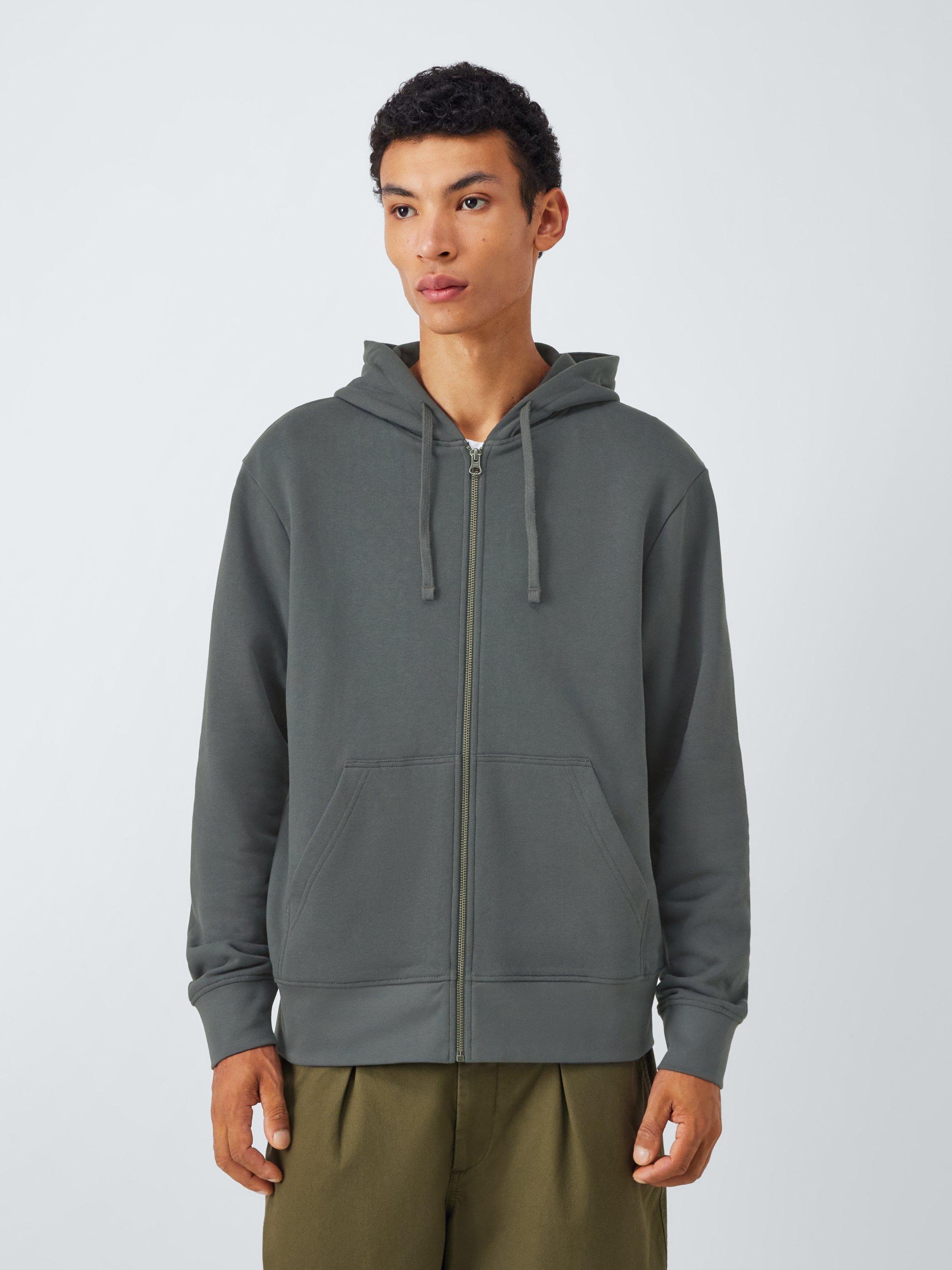 Product image 1 of 6, which shows John Lewis Zip Through Cotton Hoodie, Ebony, S