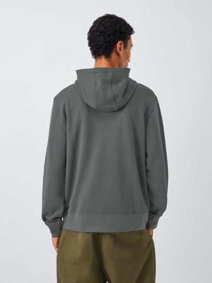 John Lewis Zip Through Cotton Hoodie - view 2, Ebony