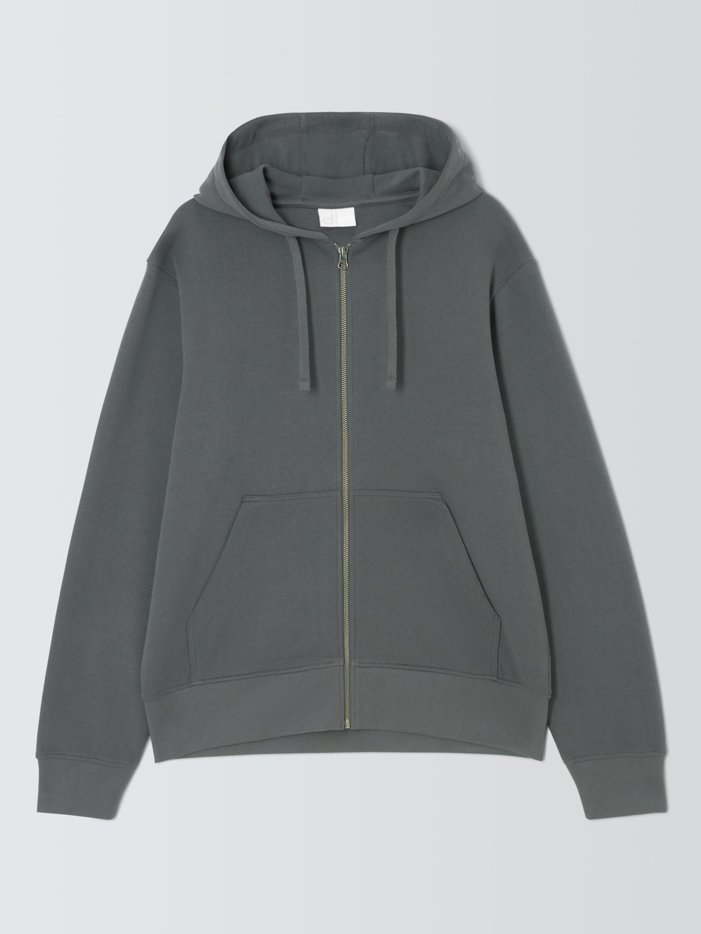 Product image 4 of 6, which shows John Lewis Zip Through Cotton Hoodie, Ebony, S