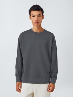 John Lewis Crew Neck Cotton Sweatshirt, Ebony