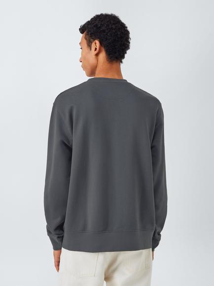 John Lewis Crew Neck Cotton Sweatshirt - view 2, Ebony