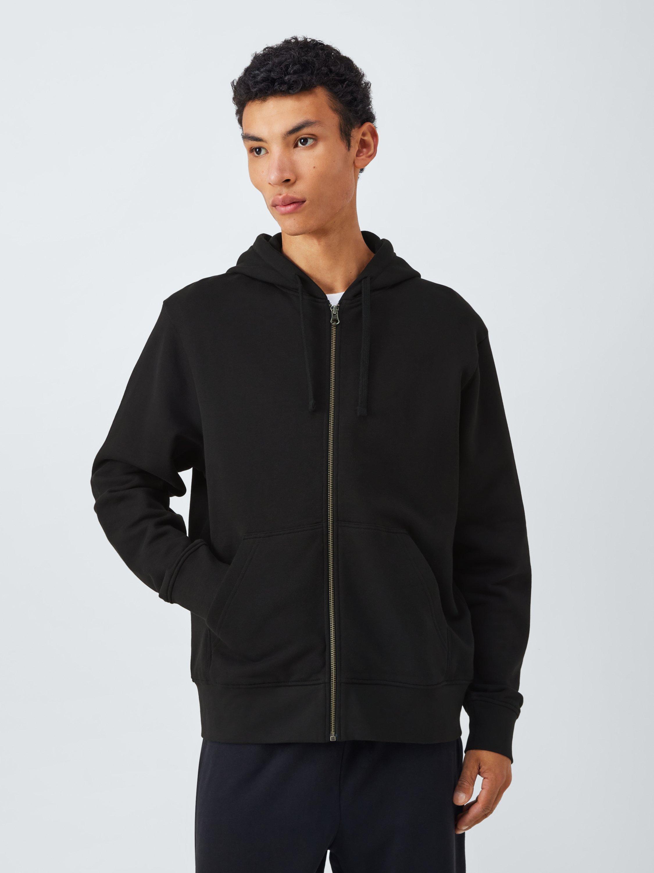 Product image 1 of 6, which shows John Lewis Zip Through Cotton Hoodie, Jet Black, S