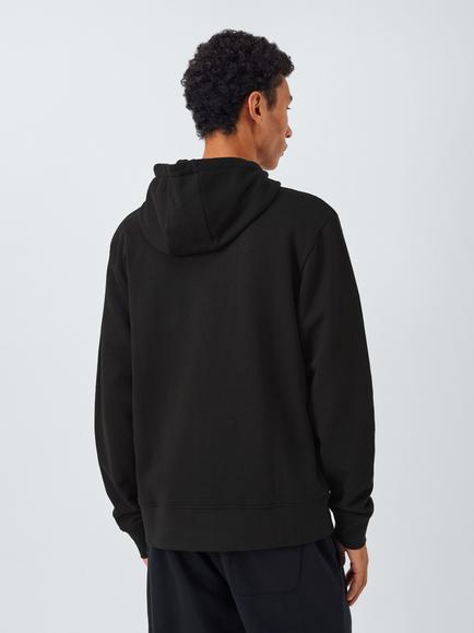 John Lewis Zip Through Cotton Hoodie - view 2, Jet Black